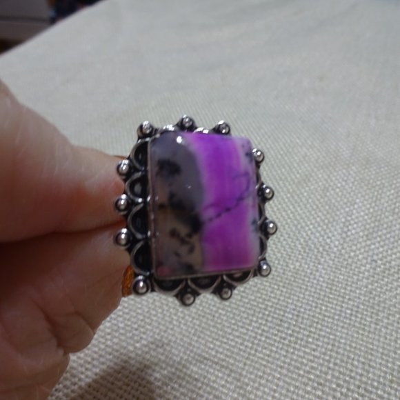 Gorgeous "DENDRITE OPAL" Handmade Sterling Ring Size 7.25 #711B - Picture 2 of 3